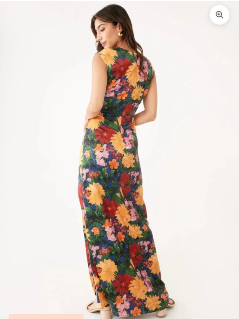 Abbey Glass Stefanie Full Length Bloom Satin Front Slip Maxi Dress Size S‎ - NEW